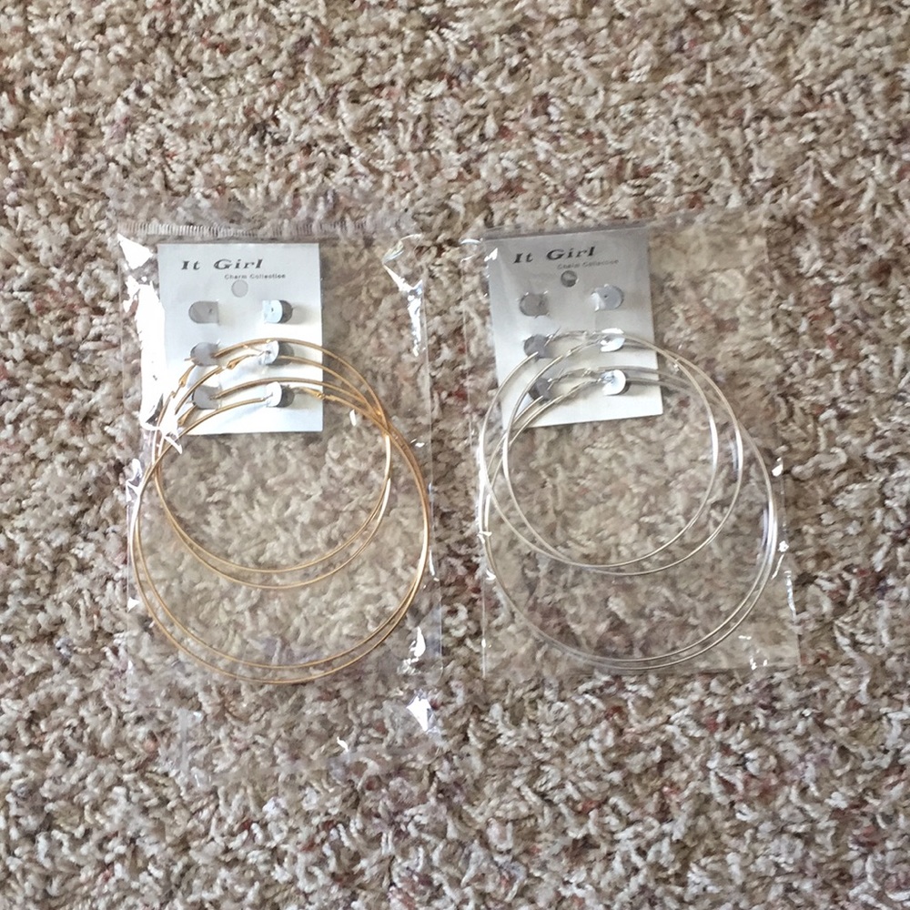 4 Pairs of Gold and Silver Hoop Earrings